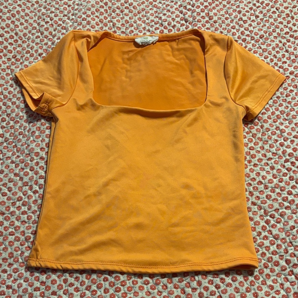 Square Neck Short Sleeve Tee in Orange